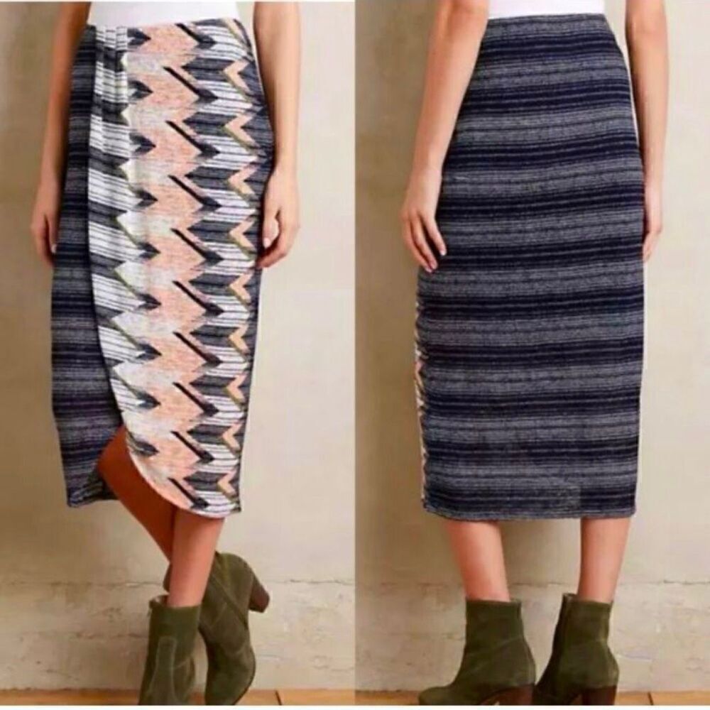 Anthropologie Maeve Plata Chevron Knit Skirt L